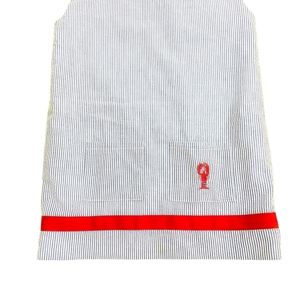 CPC Classic Prep blue seersucker dress lined red tie straps lobster pocket sz 3t - Picture 2 of 7